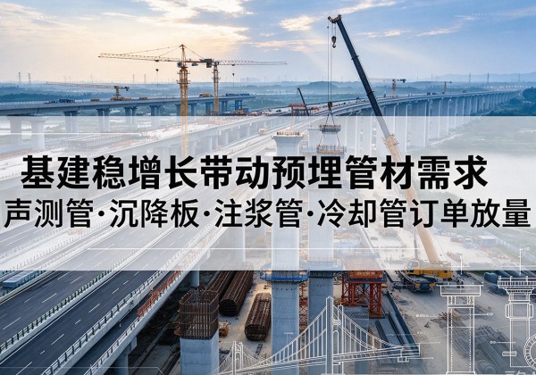 解放基建稳增长带动预埋监测管材需求，声测管、沉降板、注浆管订单持续放量